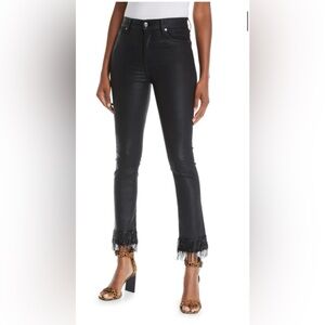 Edie Coated Skinny Jeans with Beaded Fring
